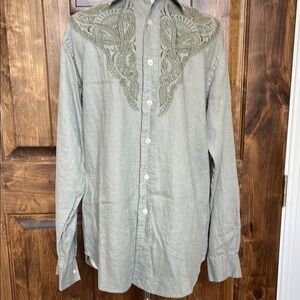 Men's Casual Button Down Shirt - Olive Green